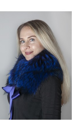 Electric blue Finnraccoon  fur collar-neck warmer